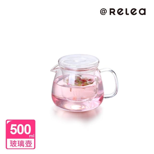 【香港RELEA物生物】500ml小花耐熱玻璃泡茶壺(附濾茶器)