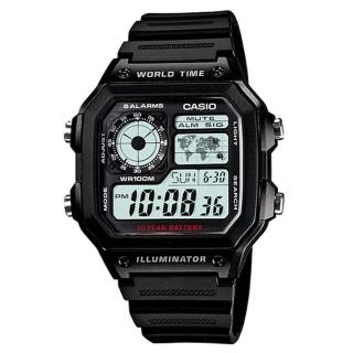 【CASIO】十年電池數位錶-白面(AE-1200WH-1A)