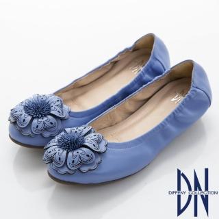 【DN】典雅品味 春漾花朵舒適柔軟平底鞋(藍)