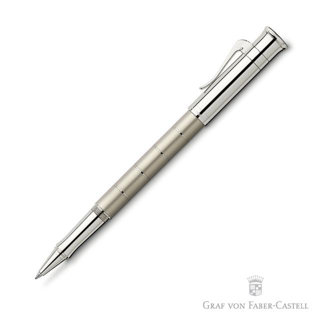 【GRAF VON FABER-CASTELL】銀環鈦金 鋼珠筆(經典系列)