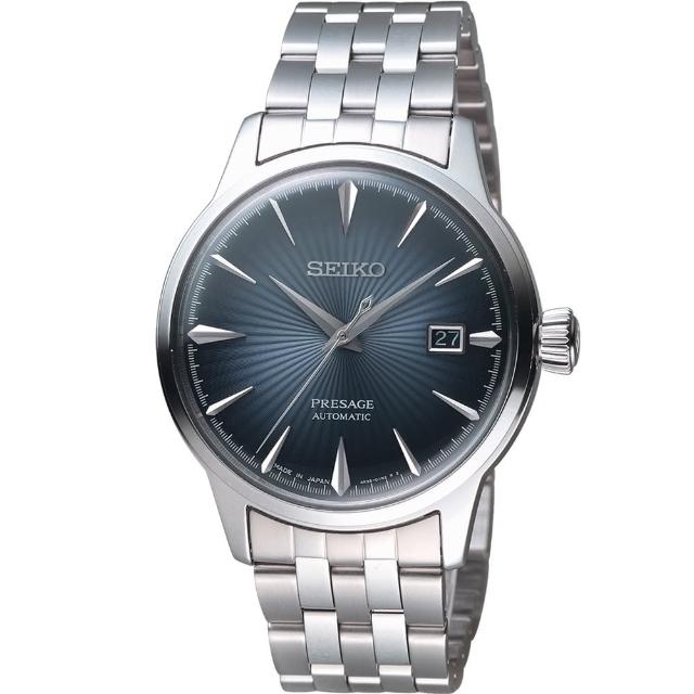 【SEIKO 精工】PRESAGE 簡約時尚低調品味機械腕錶-銀X藍(4R35-01T0-A)