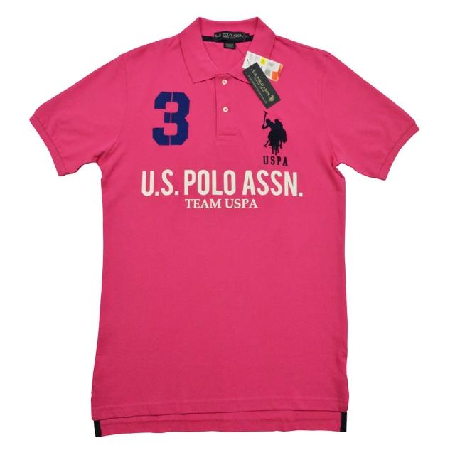 【US POLO】3號馬球經典戰馬短袖POLO衫-粉紅(美國時尚品牌服飾)