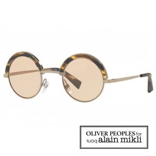 【alain mikli × Oliver Peoples 聯名款】法式巴黎 捌零復古空間藝術眉框太陽眼鏡(琥珀 AL4003N-009)
