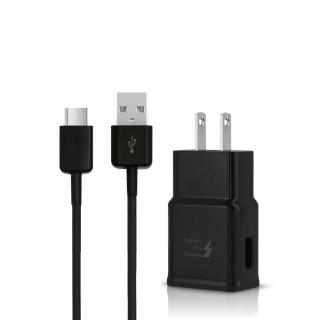 【SAMSUNG】原廠 9V快速旅行充電器+Type-C傳輸充電線組_新款黑(密封袋裝)