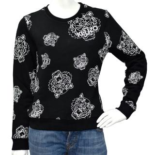 【KENZO】品牌老虎印花厚版純棉長袖圓領衫(黑4XH-2SW719-BLACK)