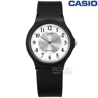 【CASIO 卡西歐】卡西歐 簡潔復刻 數字時標 日本機芯 橡膠手錶 銀白x黑 33mm(MQ-24-7B3)