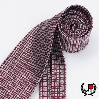 【極品西服】義式Teflon防潑水100%絲格紋領帶_ 棗紅灰細格(YT5033)