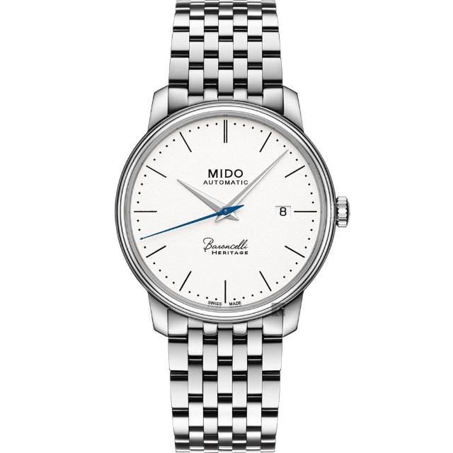 【MIDO】美度 Baroncelli 永恆系列復刻超薄機械錶-白x銀/39mm(M0274071101000)