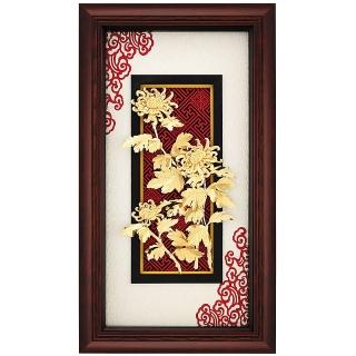 【開運陶源】純金金箔畫-欣欣向榮 菊(新禪風系列  39 x 69 cm)