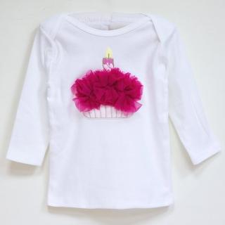 【美國 Chic Baby Rose】手工雪紡純棉上衣_生日蛋糕款(長袖 / 覆盆子)