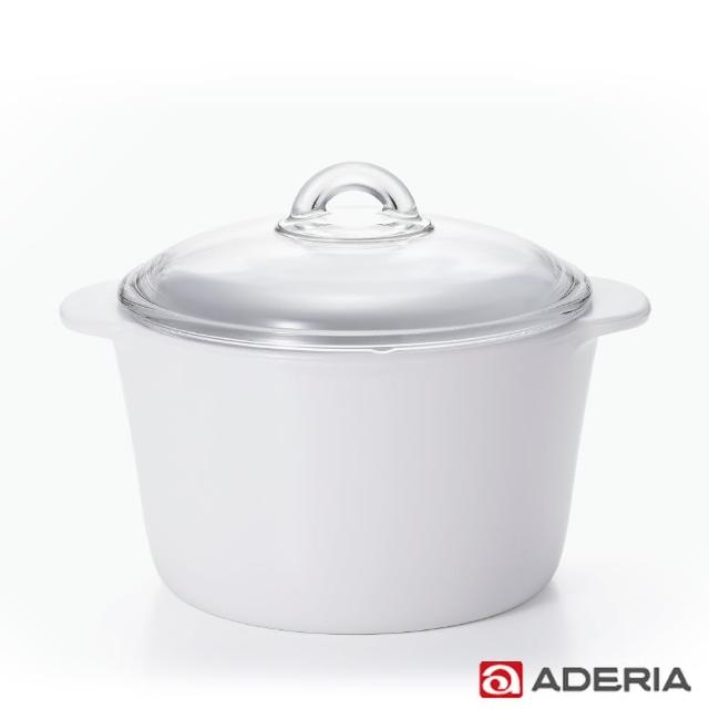 【ADERIA】日本進口陶瓷塗層耐熱玻璃調理鍋3L(2色)