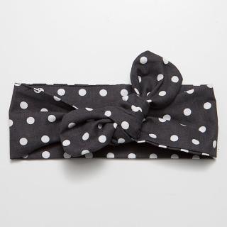 【西班牙 Minicoton】棉質髮帶單入組 _黑底白點(MCLM002)