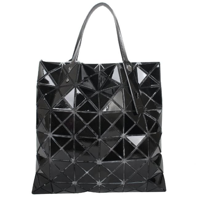 ISSEY MIYAKE 三宅一生【ISSEY MIYAKE 三宅一生】BAOBAO 幾何方格6x6手提包(黑色/亮面)