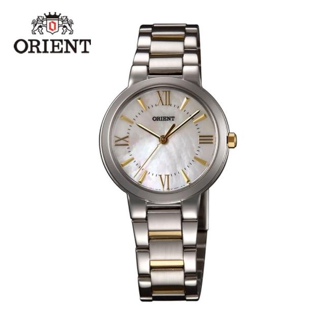 【ORIENT 東方錶】DRESS系列 高雅珍珠時尚石英腕錶 鋼帶款  金色 - 30mm(FQC0N003W)