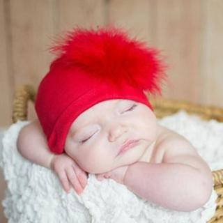 【Jamie Rae】100%純棉帽_經典紅棉帽+紅色大鸛毛(JRCHM09)