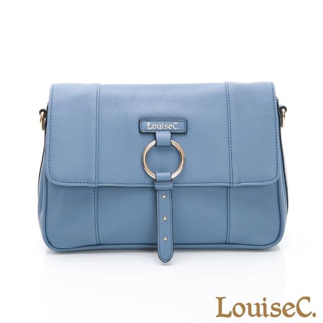 【LouiseC.】義大利牛皮經典方型斜背包-藍色(03C01-0056A09)