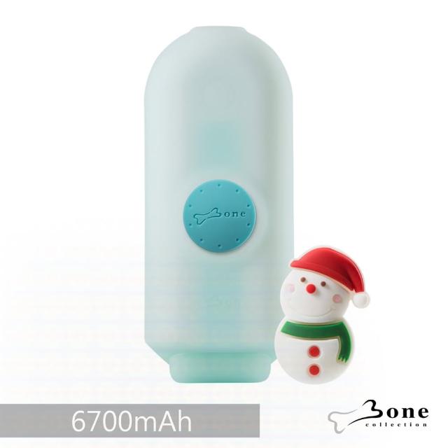 【BONE】聰明立架逗扣行動電源 6700mAh - 藍色(附雪人逗扣 無毒矽膠認證)