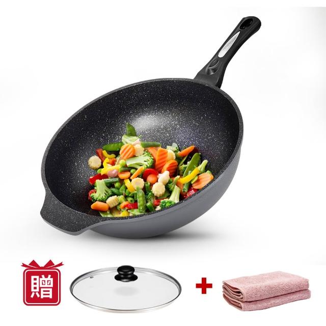 【CUOCO】鈦晶岩不沾鍋大寶鍋組34cm(韓國製造進口)