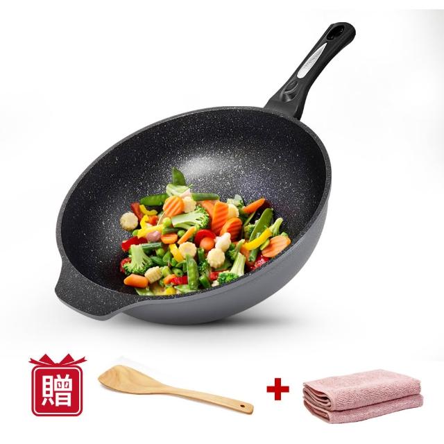 【CUOCO】鈦晶岩不沾鍋大寶鍋組34cm(韓國製造進口)
