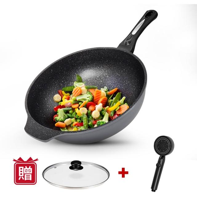 【CUOCO】鈦晶岩不沾鍋大寶鍋組34cm(韓國製造進口)