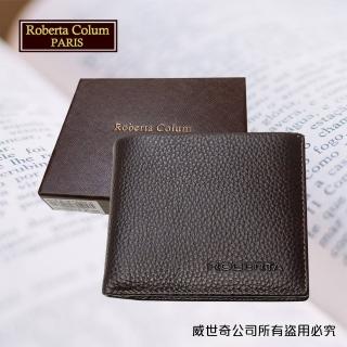 【Roberta Colum】諾貝達 男用皮夾 短夾 專櫃皮夾 進口軟牛皮短夾(24006-2咖啡)