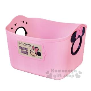 〔小禮堂〕迪士尼 米妮 日製置物籃《2.5L.粉.造型提把.方形》輕鬆美化空間