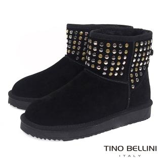 【TINO BELLINI 貝里尼】個性視覺金屬鉚釦雪靴A69049(黑)