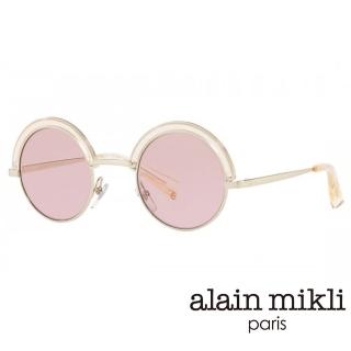 【alain mikli × Oliver Peoples 聯名款】法式巴黎 捌零復古空間藝術眉框太陽眼鏡(拉絲金 AL4003N-007)