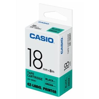 【CASIO 卡西歐】標籤機專用色帶-18mm綠底黑字(XR-18GN1)