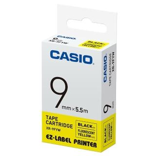 【CASIO 卡西歐】標籤機專用特殊色帶-9mm螢光黃底黑字(XR-9FYW1)