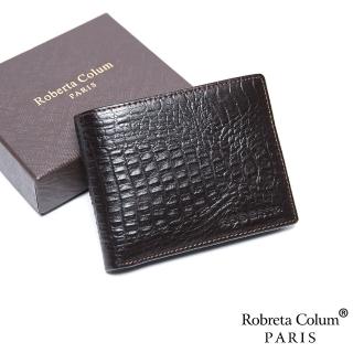 【Roberta Colum】經典鱷魚紋魅力真皮12卡2照短夾-共2色