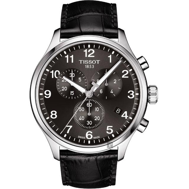 【TISSOT 天梭】韻馳系列 Chrono XL計時手錶-灰x黑/45mm(T1166171605700)