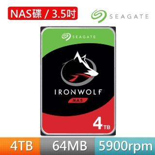 【SEAGATE 希捷】IronWolf 4TB 3.5吋 5900轉 NAS硬碟 含3年資料救援(ST4000VN008/組合用)