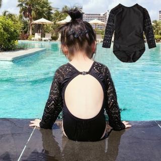 【小衣衫童裝】小性感蕾絲長袖露背連身泳衣(1070424)