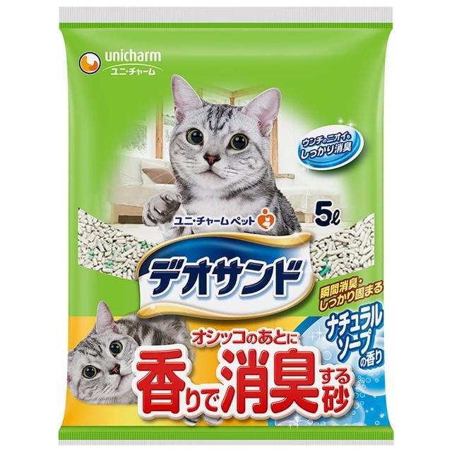 【Unicharm 消臭大師】尿尿後消臭砂 5L*4包組（綠茶/肥皂香/森林香）(貓砂)