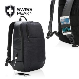 【SWISS PEAK】modern 外掛式行動充電通勤／休閒15吋筆電後背包