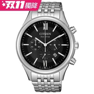 【CITIZEN 星辰】Chronograph 亞洲限定款光動能三眼計時腕錶-銀(CA4410-84E)