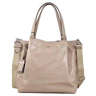 【TOD’S】FLOWER 漆亮帆布拉鍊兩用包(淺粉色)