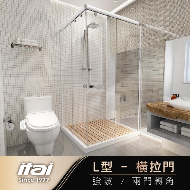 【ITAI 一太】角落式《L型落地型淋浴門》寬90-120cm x 高190cm(皇冠5048L)