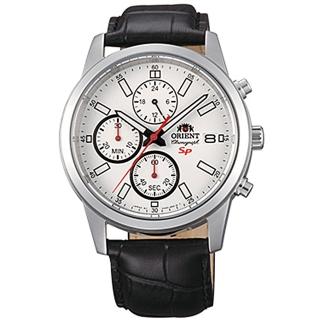 【ORIENT 東方錶】SP系列 透徹時光三眼計時運動石英腕錶皮帶-白x42mm(FKU00006W0)