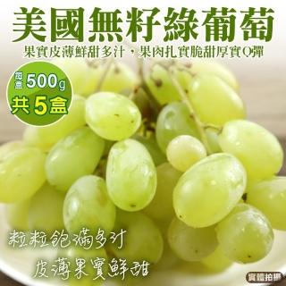 【WANG 蔬果-中秋禮盒】美國空運無籽綠葡萄(5盒_500g/盒)