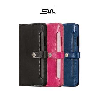 【SIMPLE WEAR】iPhone X 專用前收納式側掀皮套(收納式側掀皮套)