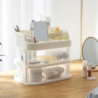 【+O 家窩】悠柔掀鏡化妝品分格收納盒-2抽