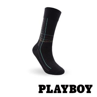【PLAYBOY】絲光格紋紳士襪-黑(紳士襪)