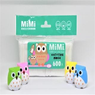 【MiMiOwl 咪咪貓頭鷹】補充包細圓棉頭PP塑軸棉花棒600支(百分百純棉 台灣製造)