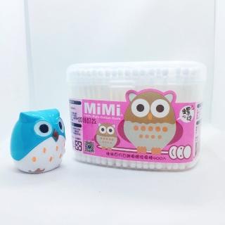 【MiMiOwl 咪咪貓頭鷹】麵包盒螺旋棉頭PP塑軸棉花棒400支(百分百純棉 台灣製造)