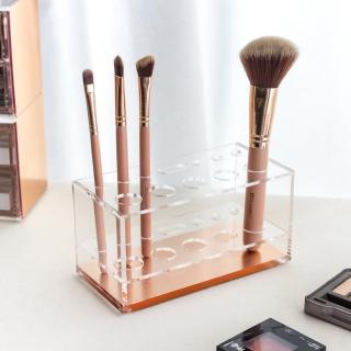 【目喜生活】2022升級款 玫瑰金美妝筆刷收納架(12格站立式美妝刷具架)