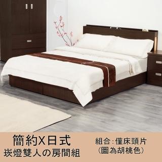 【優利亞】日式文青風雙側崁燈 雙人五尺床頭片(3色)