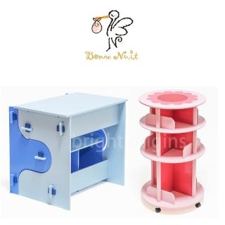 【Bonne Nuit】美式酷比書桌椅+旋轉書櫃 優惠組合