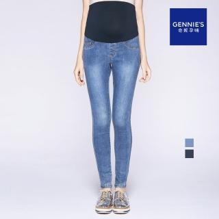 【Gennies 奇妮】彈性素色修身一體成型牛仔褲(淺藍T4C08)